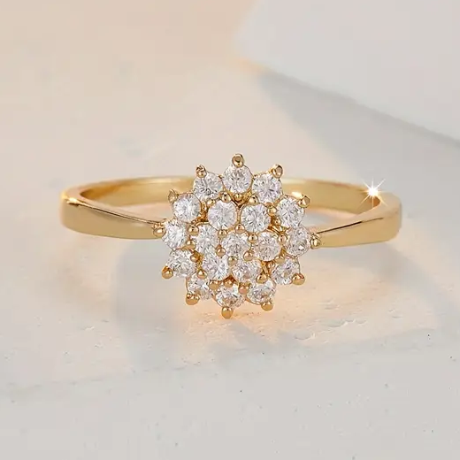 Anillo con flor de cristal brillante